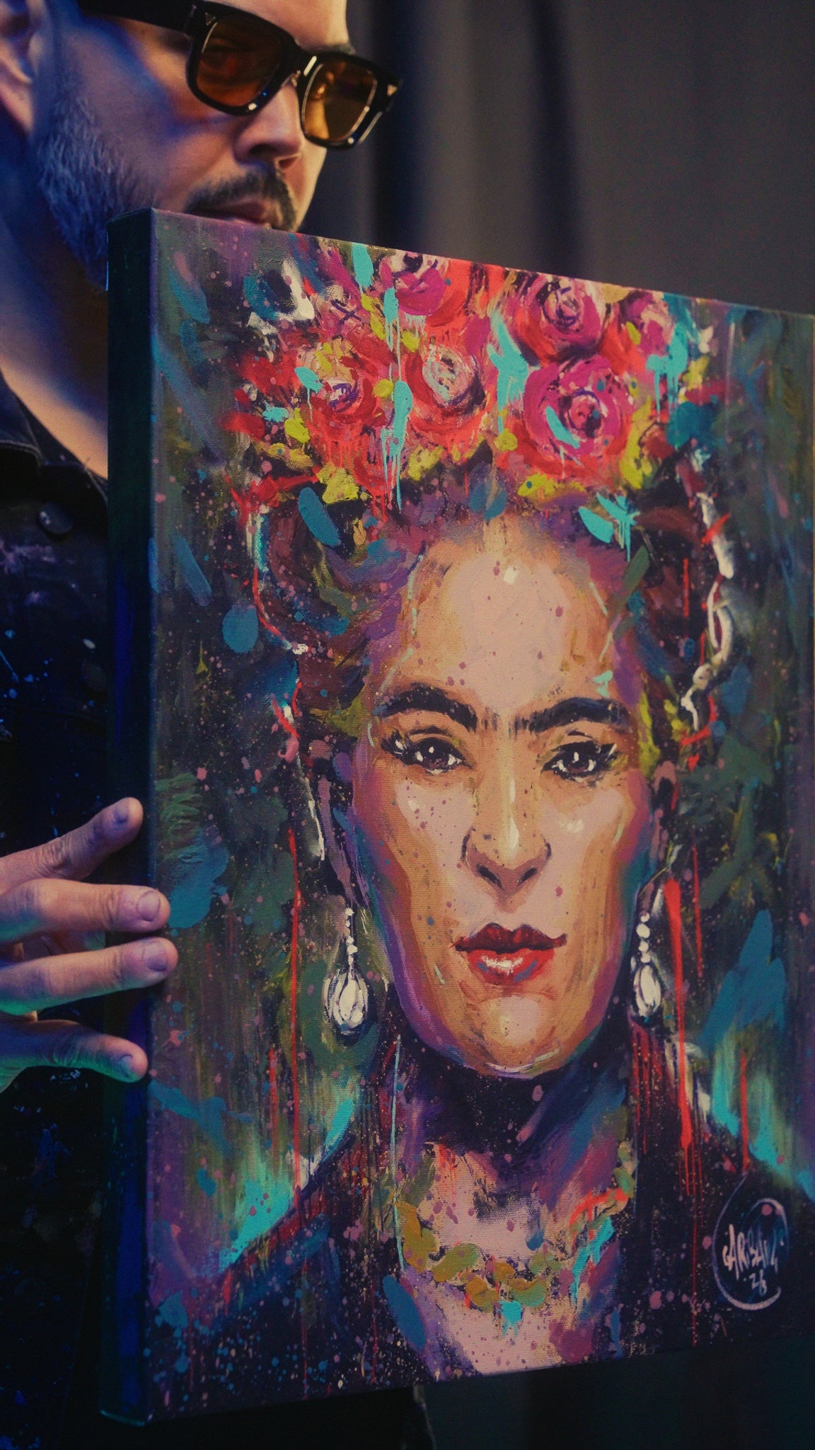 Frida Kahlo - Hand Painted Canvas Print - 1 of 1