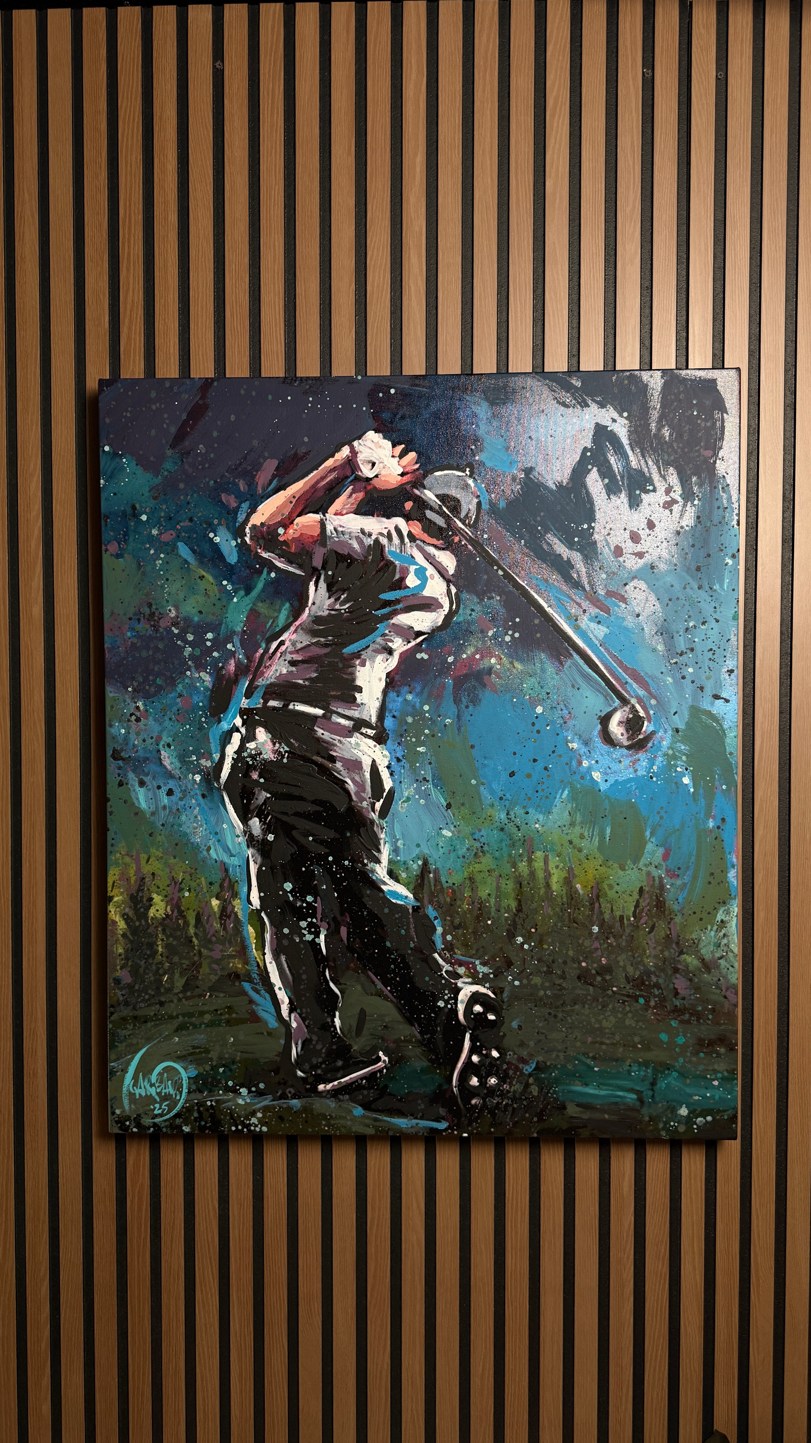 Golf Swing - Original Hand Embellished Canvas Print