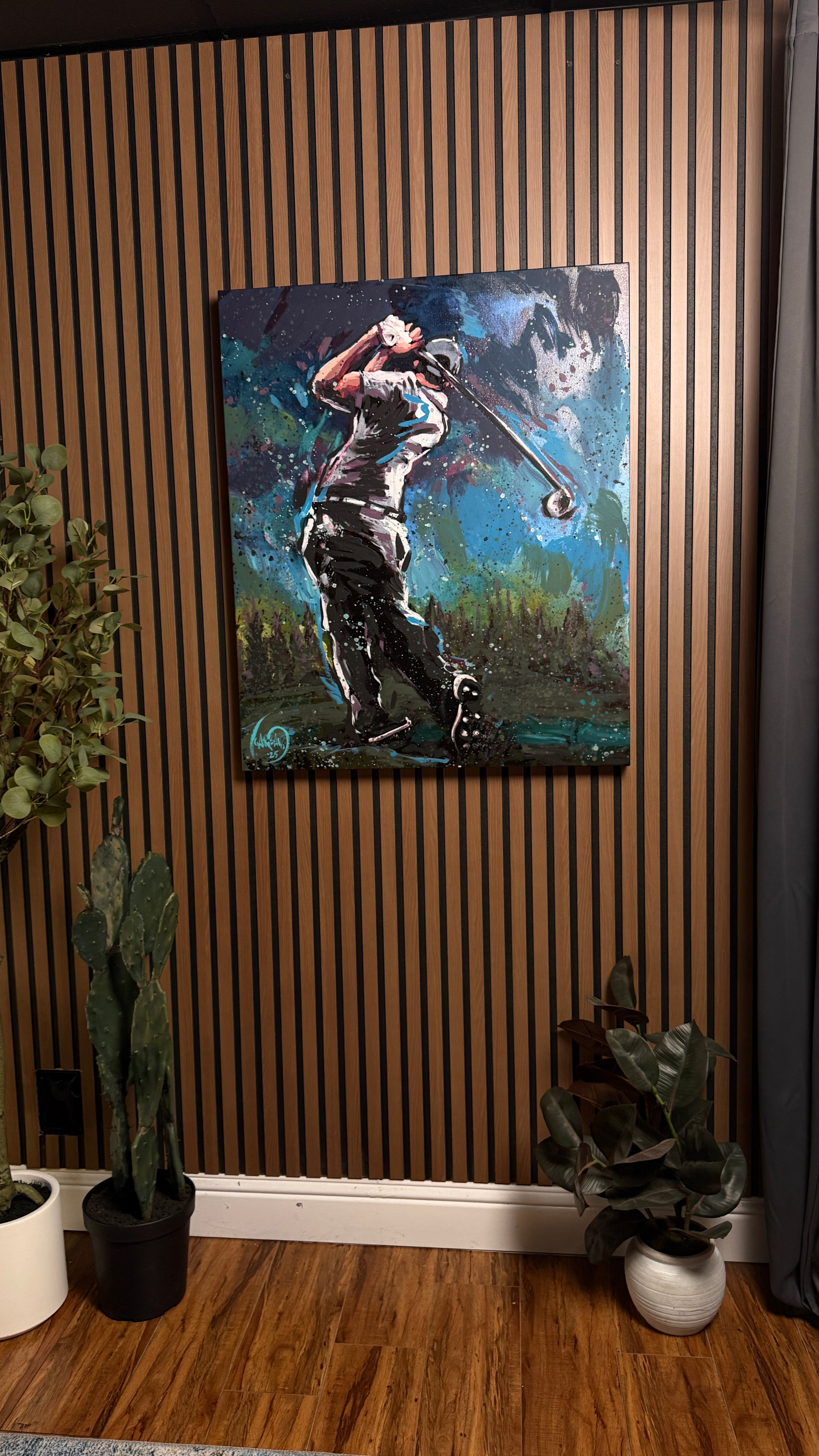 Golf Swing - Original Hand Embellished Canvas Print